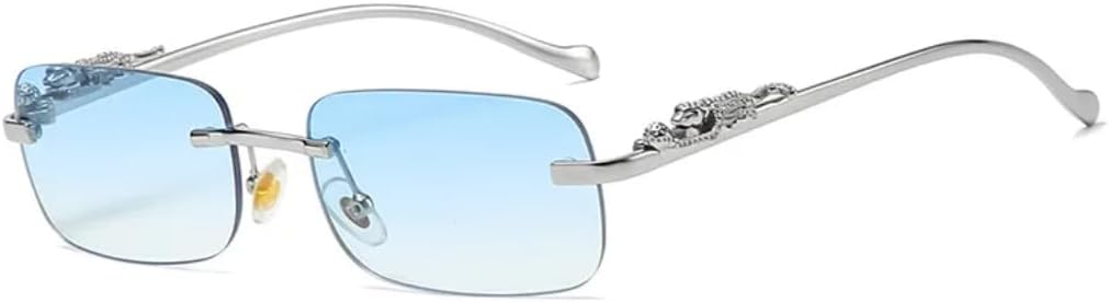 

Солнцезащитные очки с защитой от УФ-излучения UV400 | Без оправы, металлические линзы разных цветов | Для женщин и мужчин, для занятий спортом на открытом воздухе и вождения DSVIGF, Silver-blue