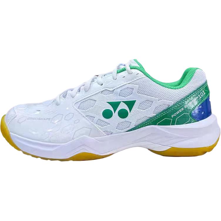 

Yonex Детские низкие тренировочные кроссовки Power Cushion, белые с зелеными вставками