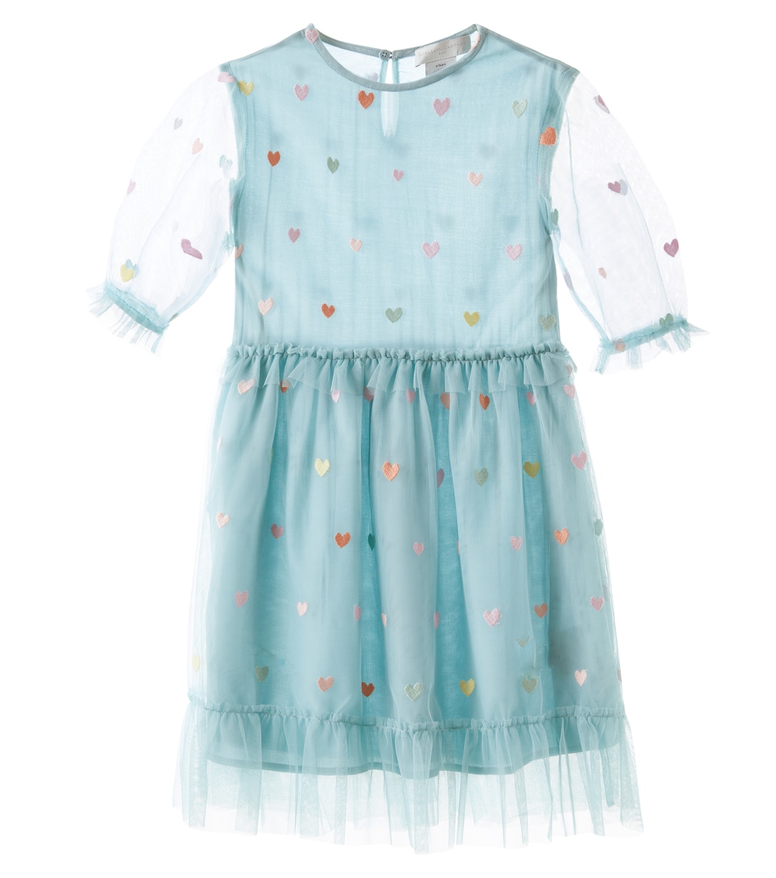 Платье из вышитого тюля Stella McCartney Kids, Grigio/Multicolor
