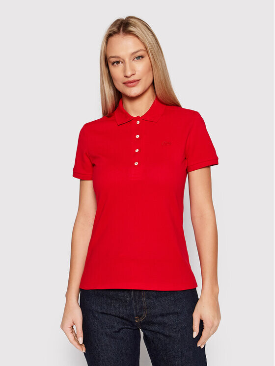 

Рубашка-Поло узкого кроя Lacoste, красный