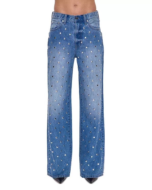 

Джинсы Hendrix с высокой посадкой и декором, свободного кроя, в цвете «очарование» Pistola, синий