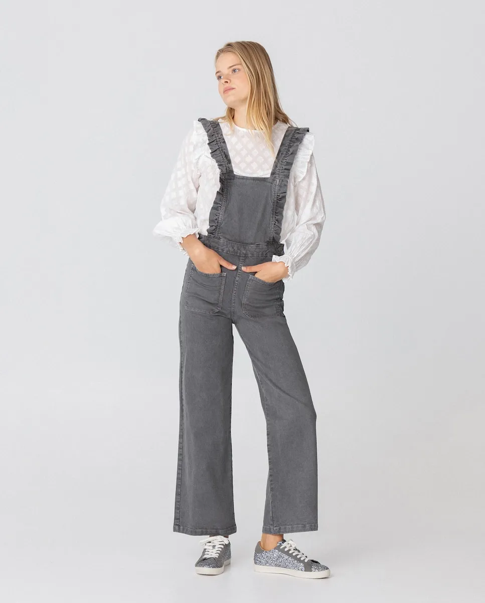 

Женский сарафан с высокой талией и оборками Noon, серый