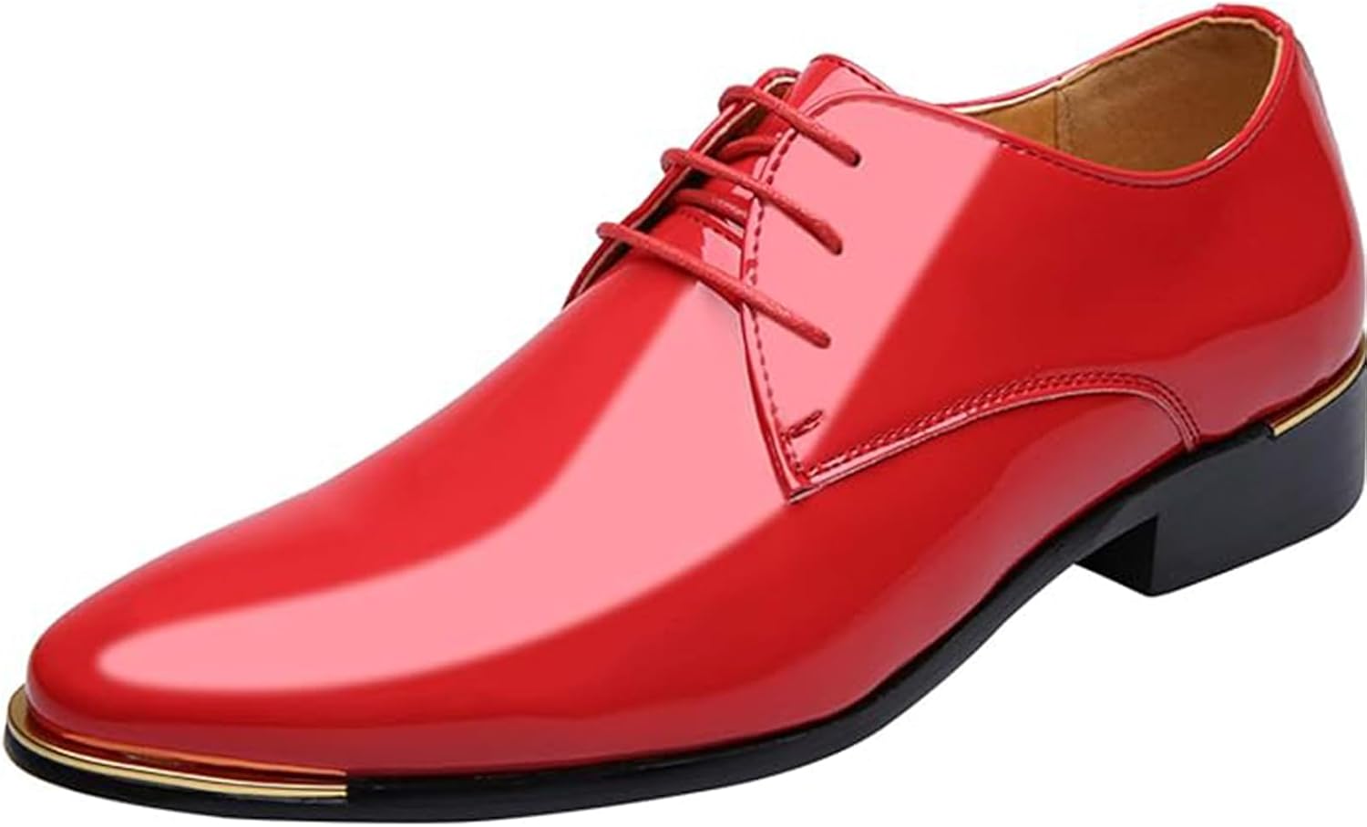 

Мужские классические туфли с заостренным носком из лакированной кожи - оксфорды на шнуровке для делового стиля Xinduoyu, красный