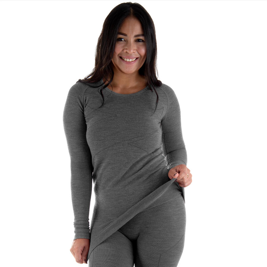 

BLACK SNAKE Женское термобельё с мериносовой шерстью | Майка с длинным рукавом | Серый меланж