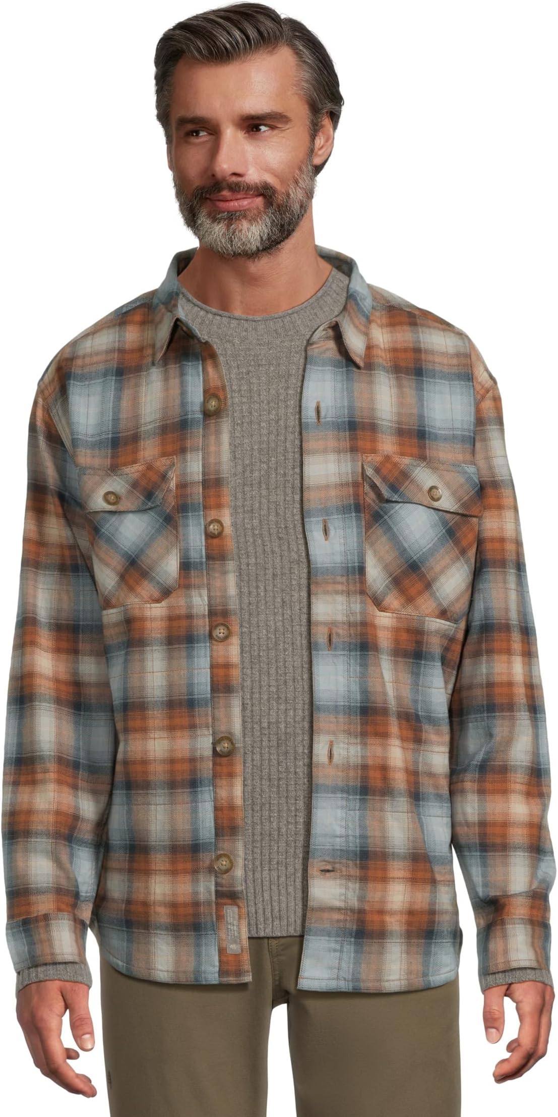 

Мужская фланелевая кофта с подкладкой Snowcap, длинный рукав Royal Robbins, Steel Blue Tioga Plaid