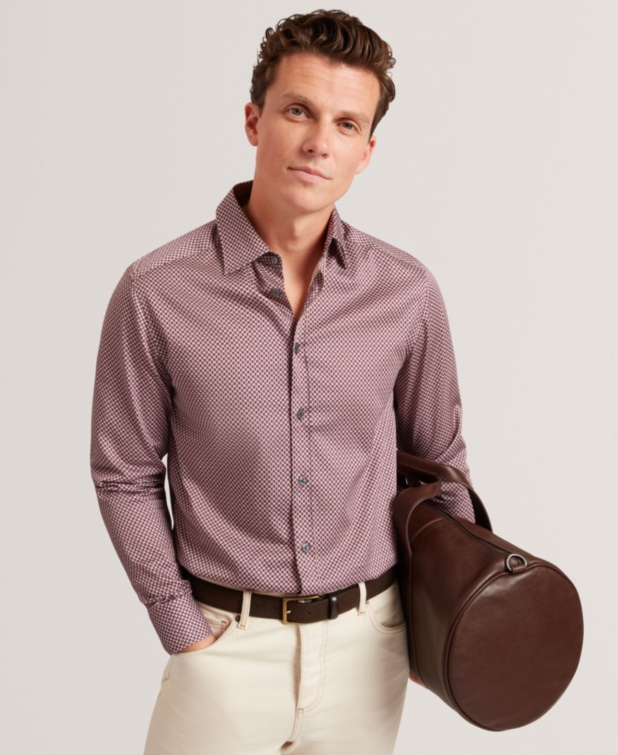 

Мужская мини-рубашка Jozef с геометрическим принтом и длинными рукавами Ted Baker, Purple