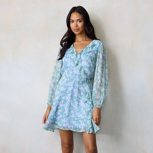 

Женское мини-платье с длинным рукавом и каскадными рюшами Lc Lauren Conrad, Blue Lena Grove