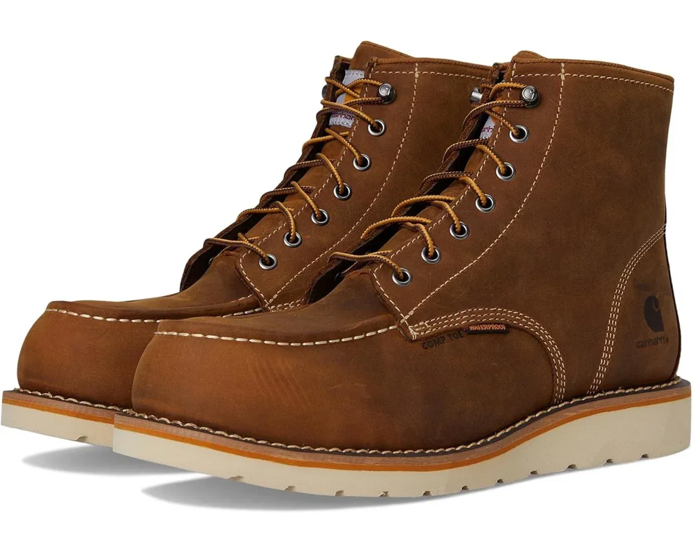 Мужские рабочие ботинки Carhartt коричневого цвета, 6 дюймов, водонепроницаемые, с нано-защитным носком и клиновидной подошвой, модель HAWK1315