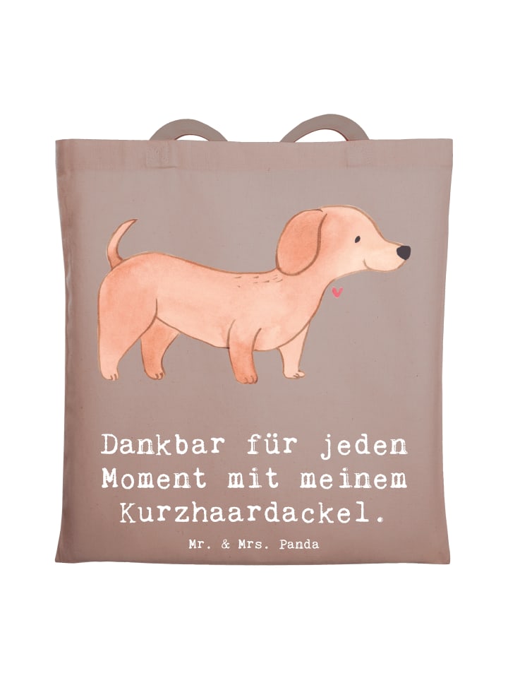 

Mr. & Mrs. Panda Сумка-шоппер с изображением короткошерстной таксы и надписью пастельно-коричневого цвета