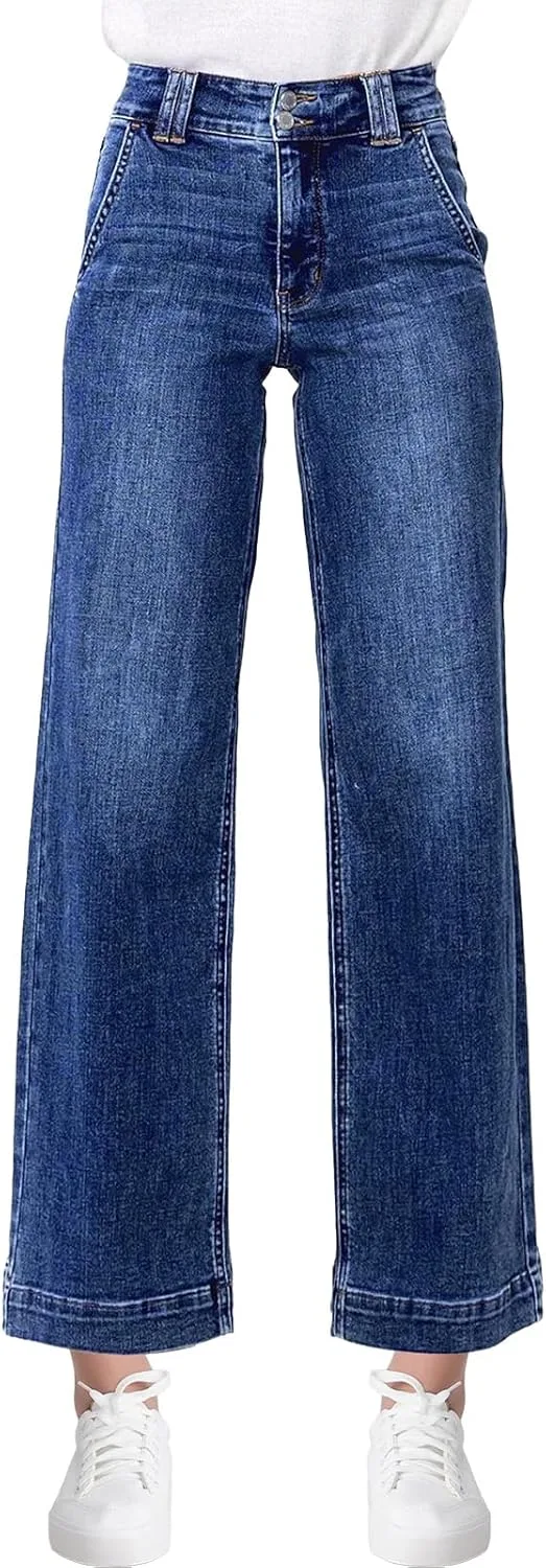 

Женские джинсы wide leg с высокой посадкой и эффектом контроля живота