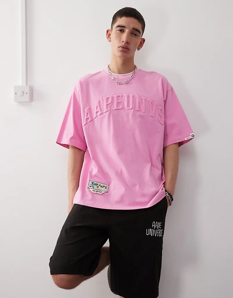 

Футболка с логотипом AAPE By A Bathing Ape розового цвета Aape By A Bathing Ape