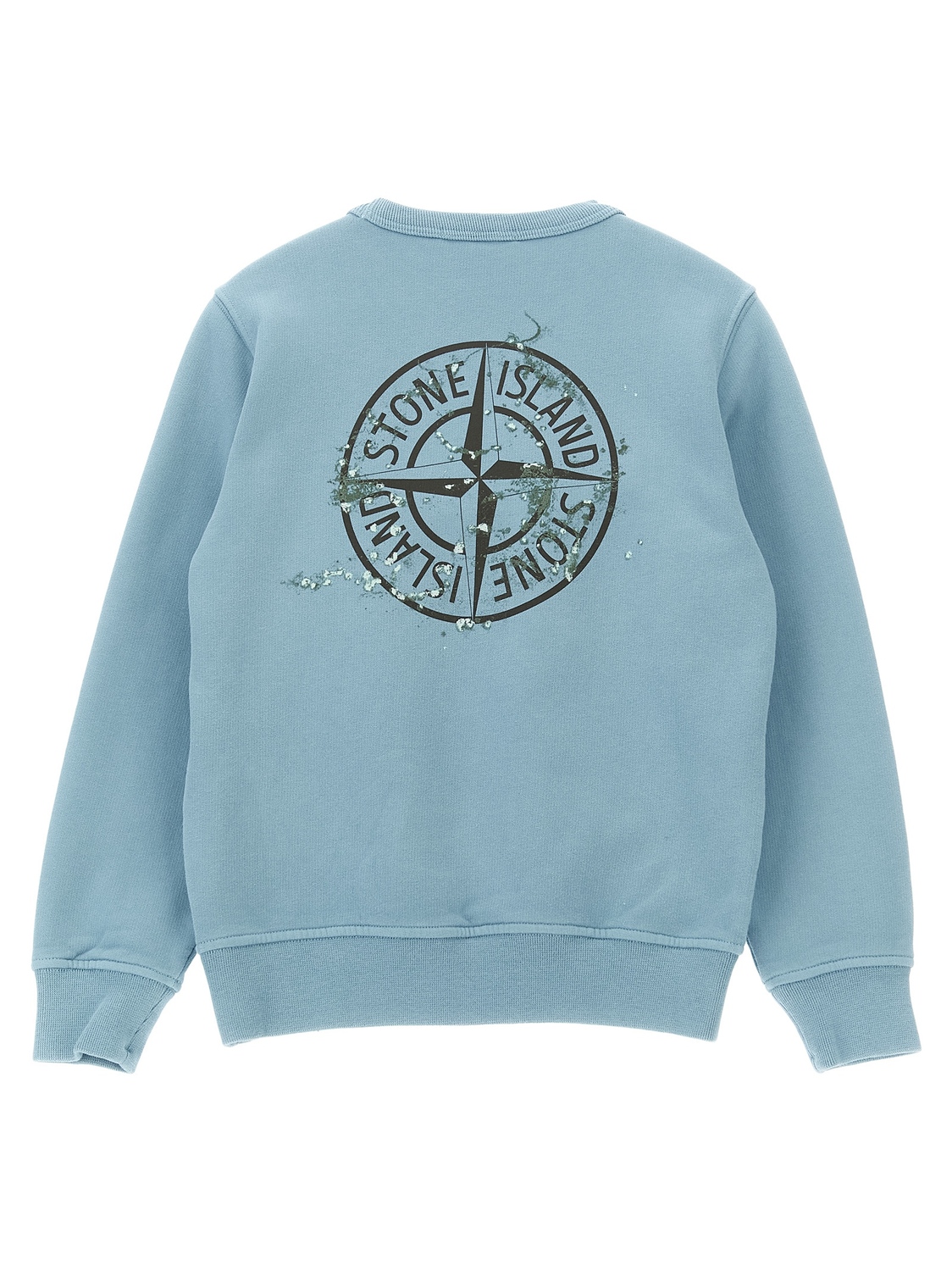 Свитшот с принтом спереди и сзади Stone Island Junior, голубой — фото 2