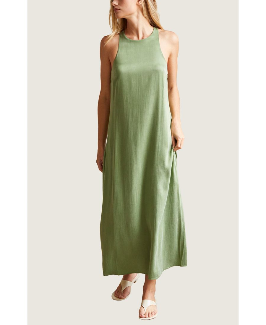 

Женское платье-комбинация Bona Back Twist из купро CRESCENT, Green + matcha