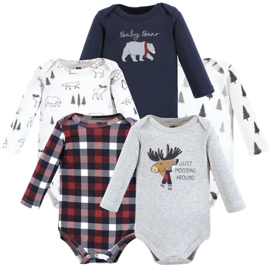 Мягкие хлопковые боди с длинными рукавами, комплект из 5 штук Hudson Baby, Moosing Around