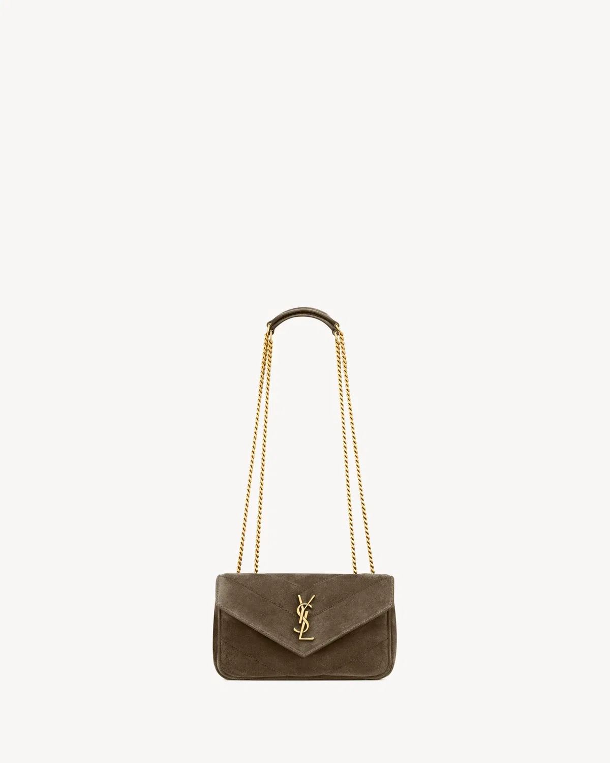 LOULOU MINI из замши SAINT LAURENT, коричневый — фото 2