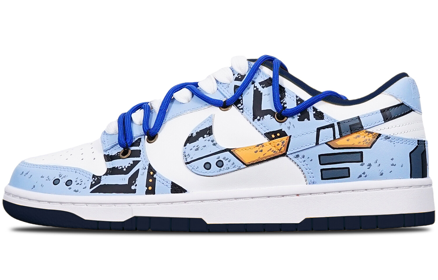 

Кроссовки Nike Dunk Skateboard Shoes Women's Low-Top White, Blue, Black/Yellow