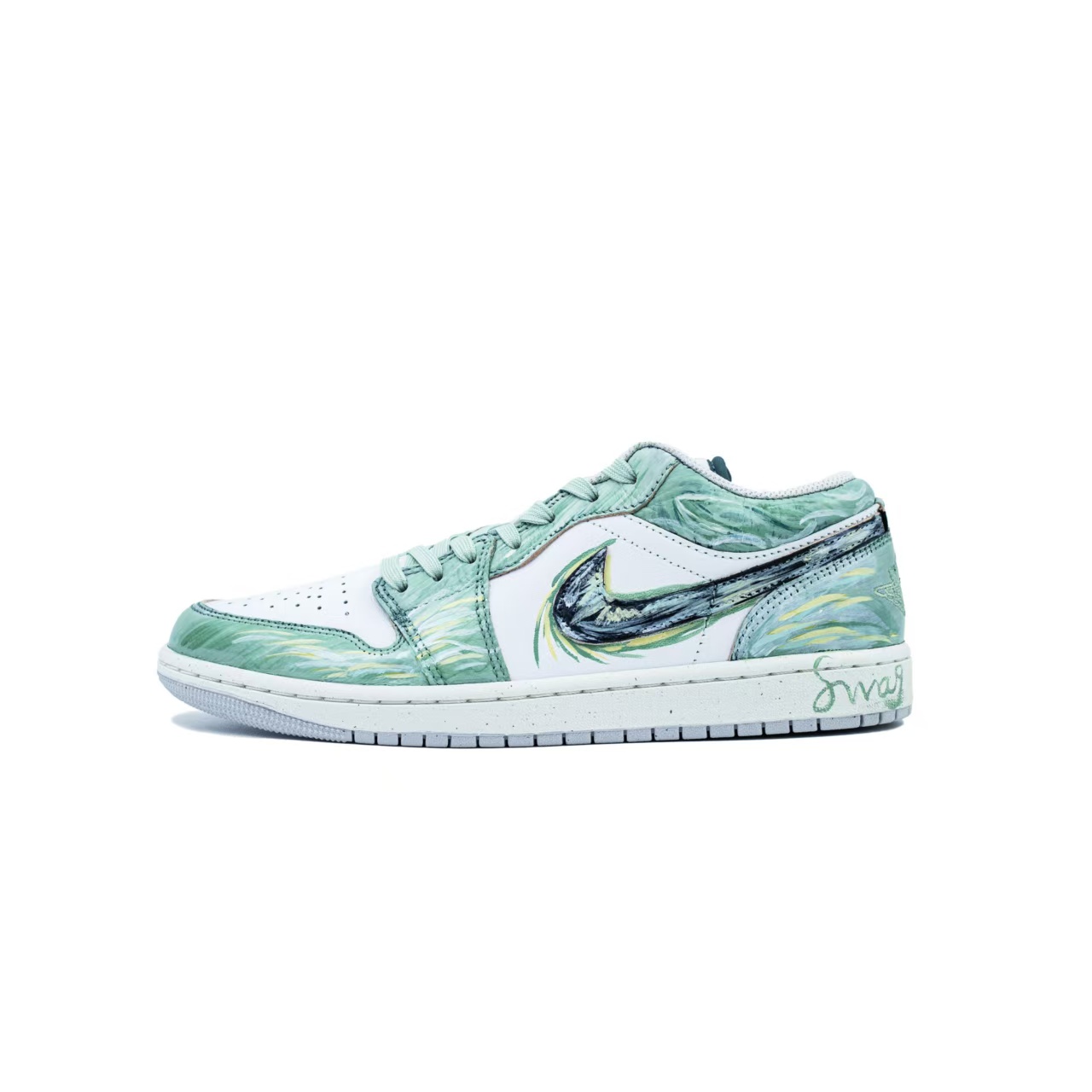 

Jordan Кроссовки Air 1 Tide Rhythm Cyan с амортизацией, износостойкие низкие винтажные баскетбольные кроссовки для мужчин, светло-зеленые