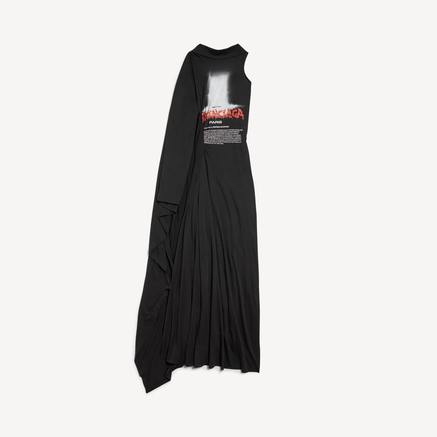 Женское длинное драпированное платье The Door черного цвета BALENCIAGA, черный