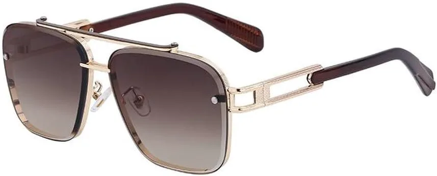 

Солнцезащитные очки в металлической оправе для мужчин и женщин, роскошные, модные, большие, ретро, ​​с защитой от УФ-излучения UV400 LVTFCO, C3goldbrowngray