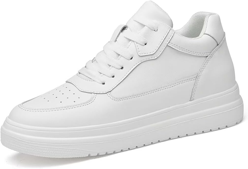 

Мужские невидимые ботинки-лифтеры Diburosy - легкие повседневные кроссовки на шнуровке с эффектом увеличения роста - прибавляют 8 см, белый