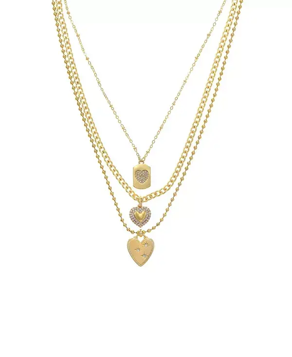 

Ожерелье из трех подвесок в форме сердца с кубическим цирконием, покрытое 18-каратным золотом Ettika, gold