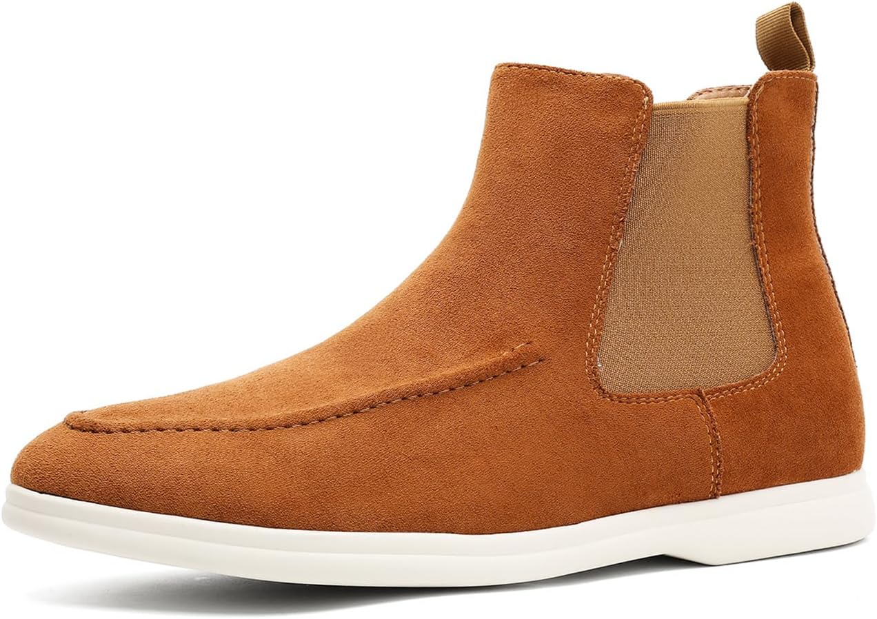 

Мужские повседневные ботинки челси без шнурков из искусственной замши, короткие стильные ботинки для мужчин, легкие и удобные модные обувь для вождения Generic, Camel Tone