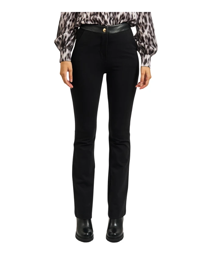 

Черные расклешенные эластичные брюки с поясом Fracomina, черный