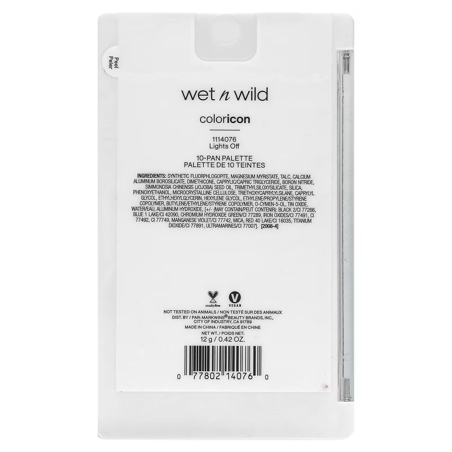 Палетка теней Wet n Wild ColorIcon 10-Pan Lights Off стойкая, 12 г — фото 2