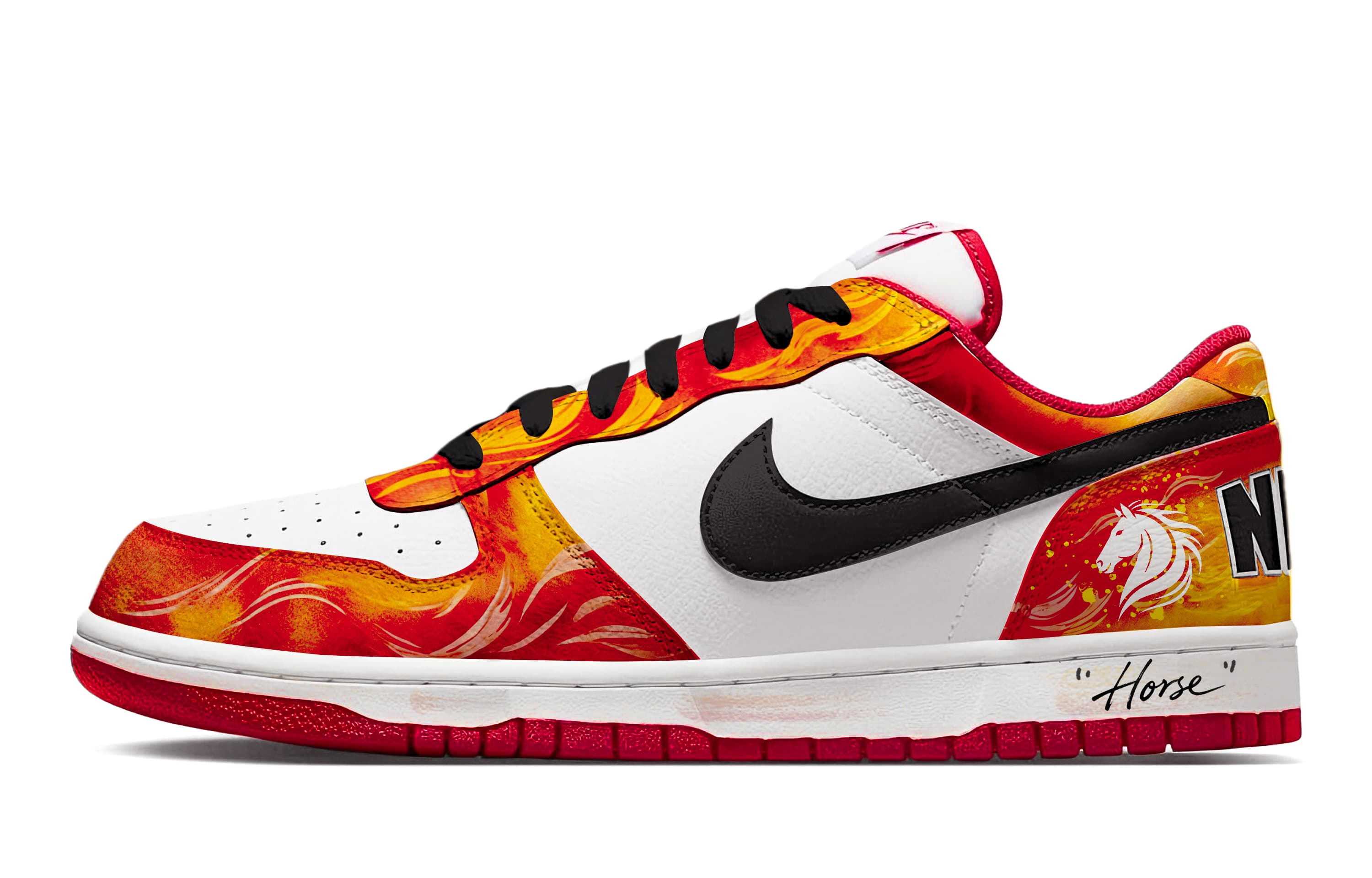 

Nike Big Year Of The Horse Limited Edition устойчивые к истиранию дышащие низкие кроссовки для скейтбординга мужские красные белые