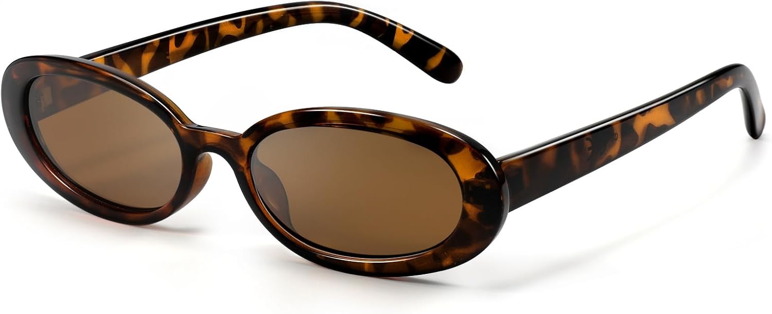 

Солнцезащитные очки DANAMY для женщин и мужчин, ретро-очки овальной формы, модные маленькие овальные солнцезащитные очки в стиле 90-х, винтажные очки для вождения, Leopard Frame-brown Lens