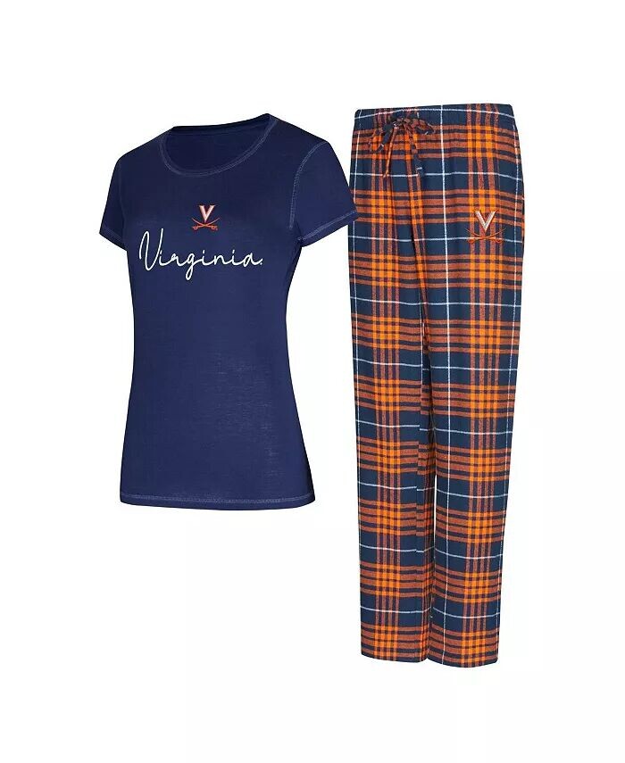 

Женская футболка Navy Virginia Cavaliers Vector, фланелевые брюки, комплект для сна Concepts Sport