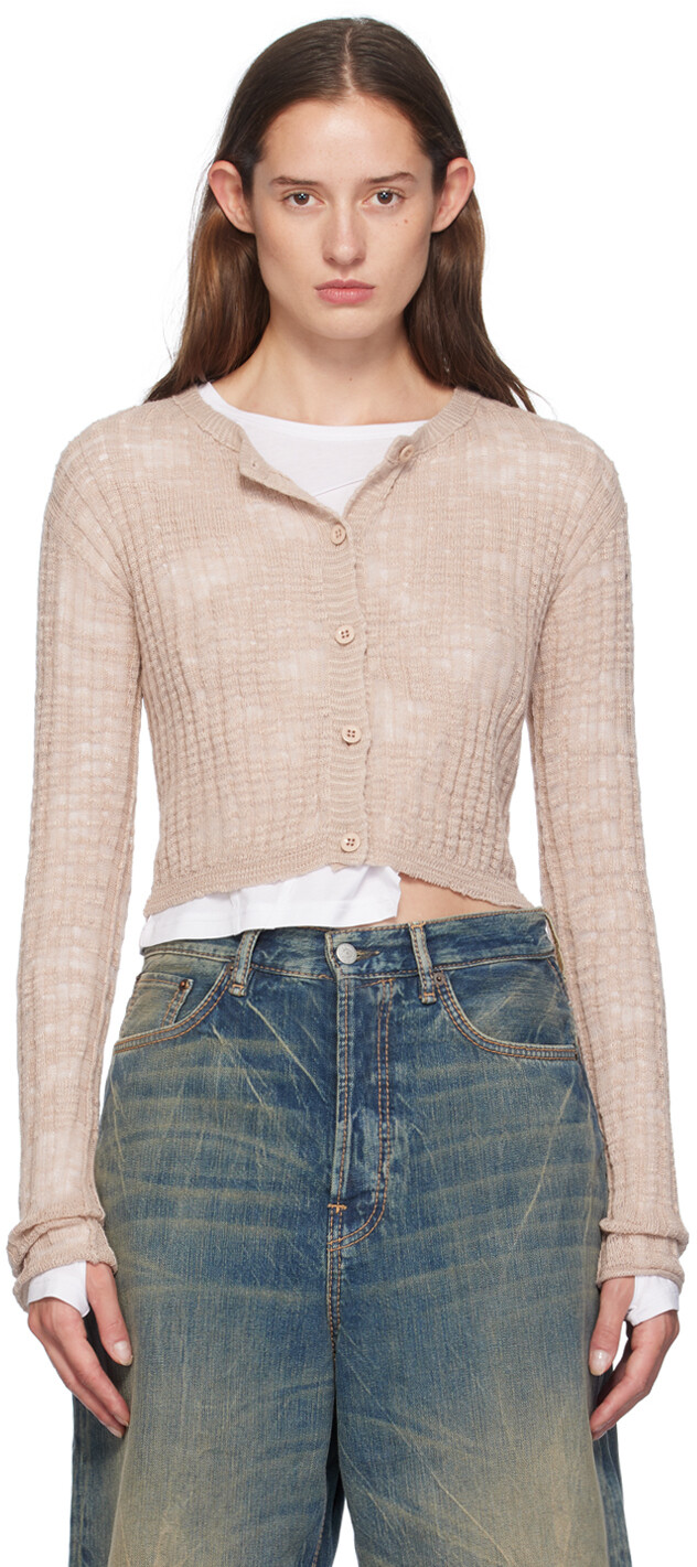 

Розовый кардиган в широкую резинку Acne Studios, Dusty pink