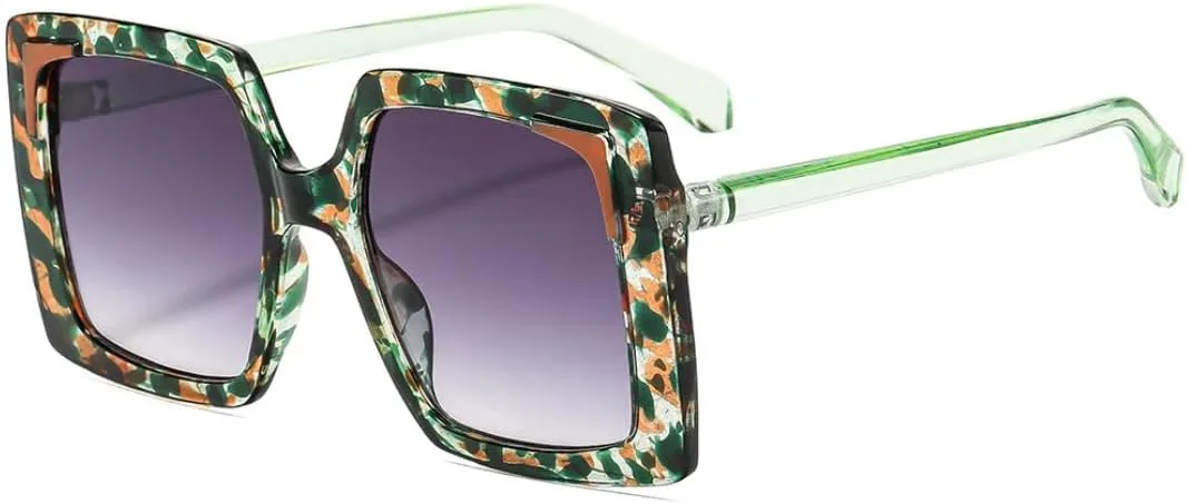 

Солнцезащитные очки для мужчин и женщин - защита UV400 - большая оправа с градиентным цветом для занятий спортом на открытом воздухе и вождения DSVIGF, Green Flower