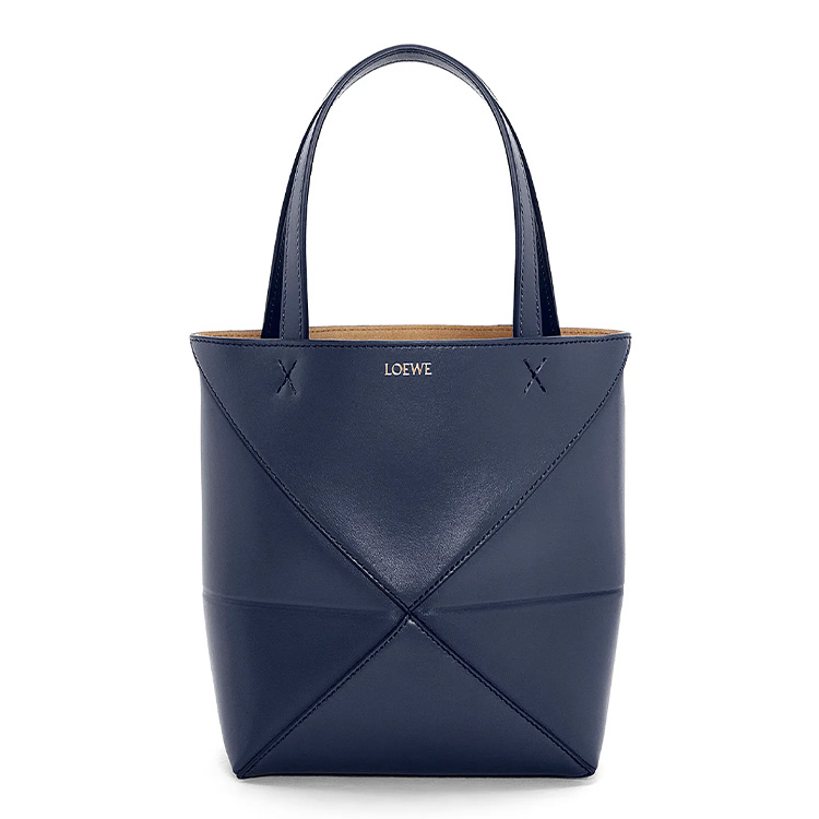 

Loewe Сумка-тоут, мини-сумочка из блестящей коровьей кожи, женская, темно-синяя