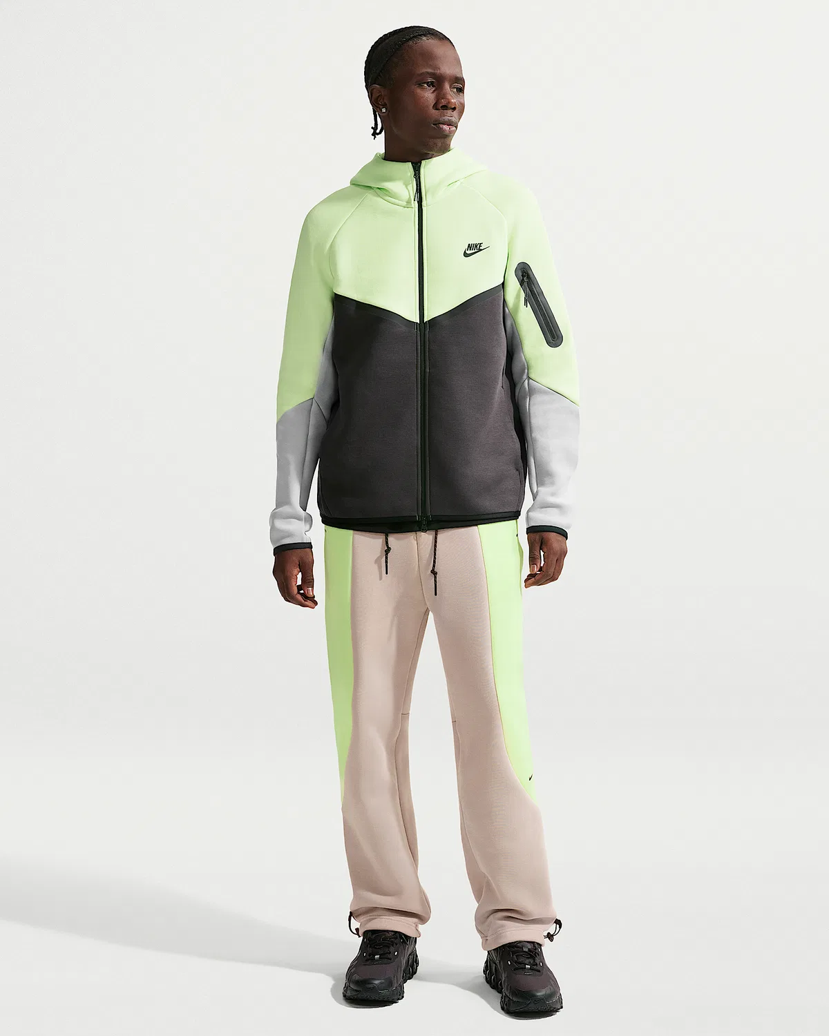 Мужская флисовая ветровка Nike Tech на молнии, Light Liquid Lime/Anthracite/Light Smoke Grey/Black — фото 4