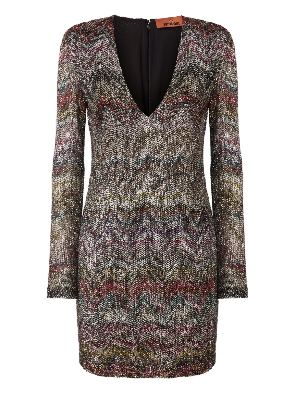 

Мини-платье с зигзагообразным узором, украшенное пайетками Missoni, нейтральный