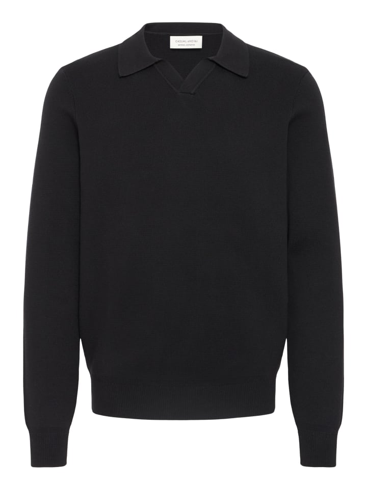 

Вязаный свитер с длинными рукавами, узором и круглым вырезом черного цвета. CASUAL FRIDAY