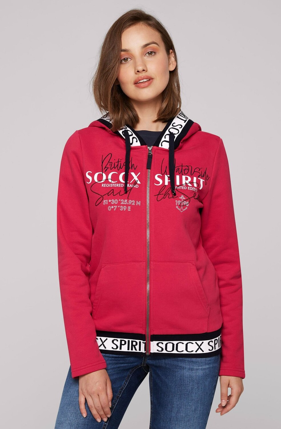 

Толстовка на молнии KAPUZENSWEATJACKE Soccx, красный