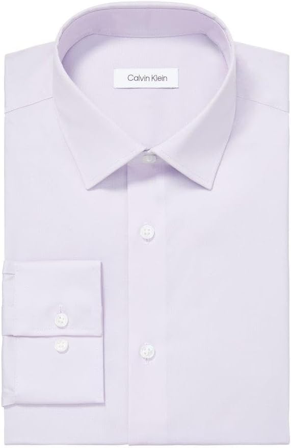 Мужская рубашка Calvin Klein, классический крой, из тонкого хлопкового эластичного материала, Lilac — фото 3
