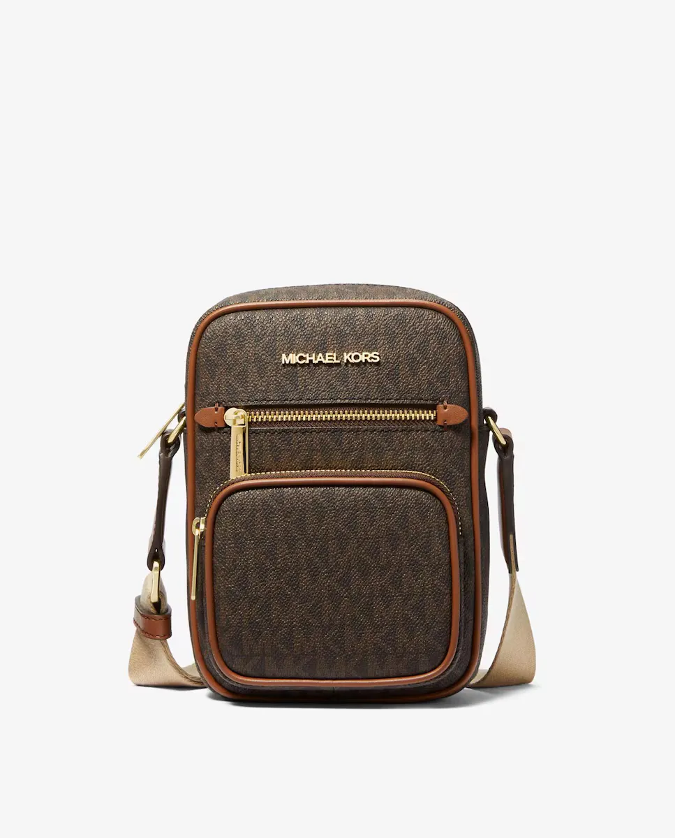 

Женская сумка через плечо Jet Set с принтом логотипа и широким ремешком Michael Michael Kors, темно-коричневый