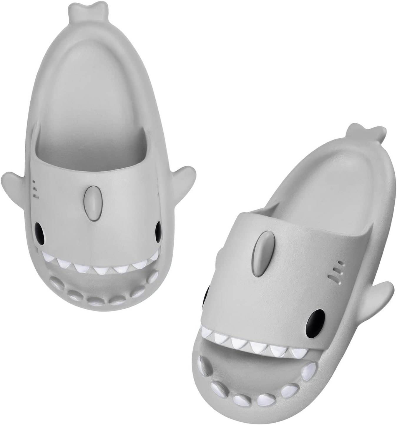 

Шлепанцы MoneRffi Shark для женщин и мужчин, Cloud Shark, оригинальные открытые сандалии, милые тапочки в виде акулы, нескользящие для пляжа, бассейна и душа, серый