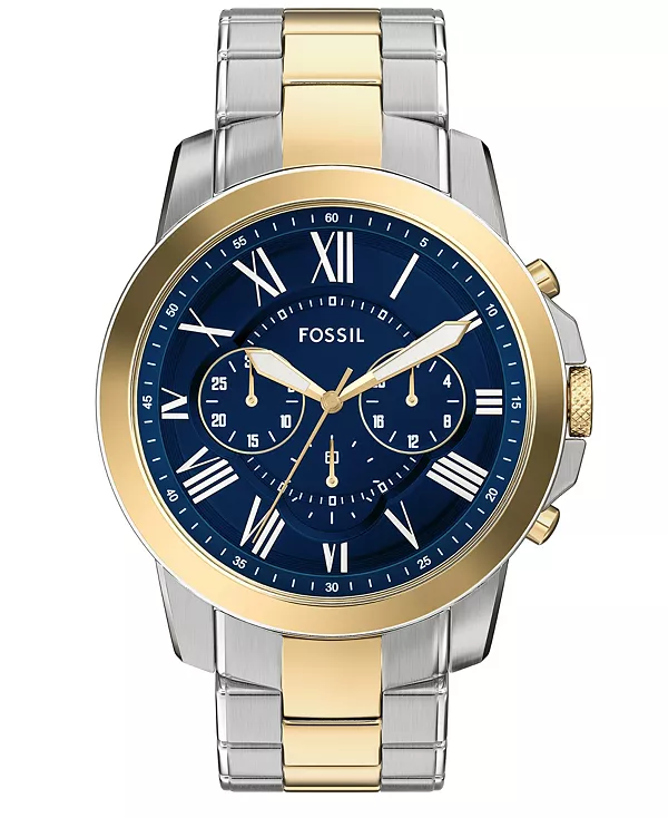 

Мужские часы Grant Chronograph из двухцветной нержавеющей стали, 44 мм Fossil, two-tone