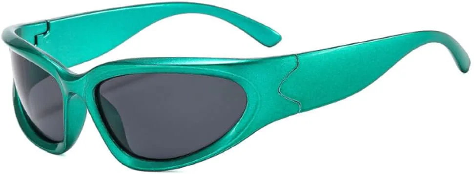 

Модные солнцезащитные очки 2027 года для женщин, серебристые овальные, спортивные, велосипедные, эстетичные, для мужчин и для активного отдыха MTZJH, Green Gray