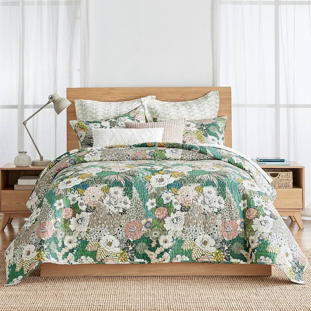 

Levtex Home Bettina Комплект одеял с цветочным принтом, зеленый