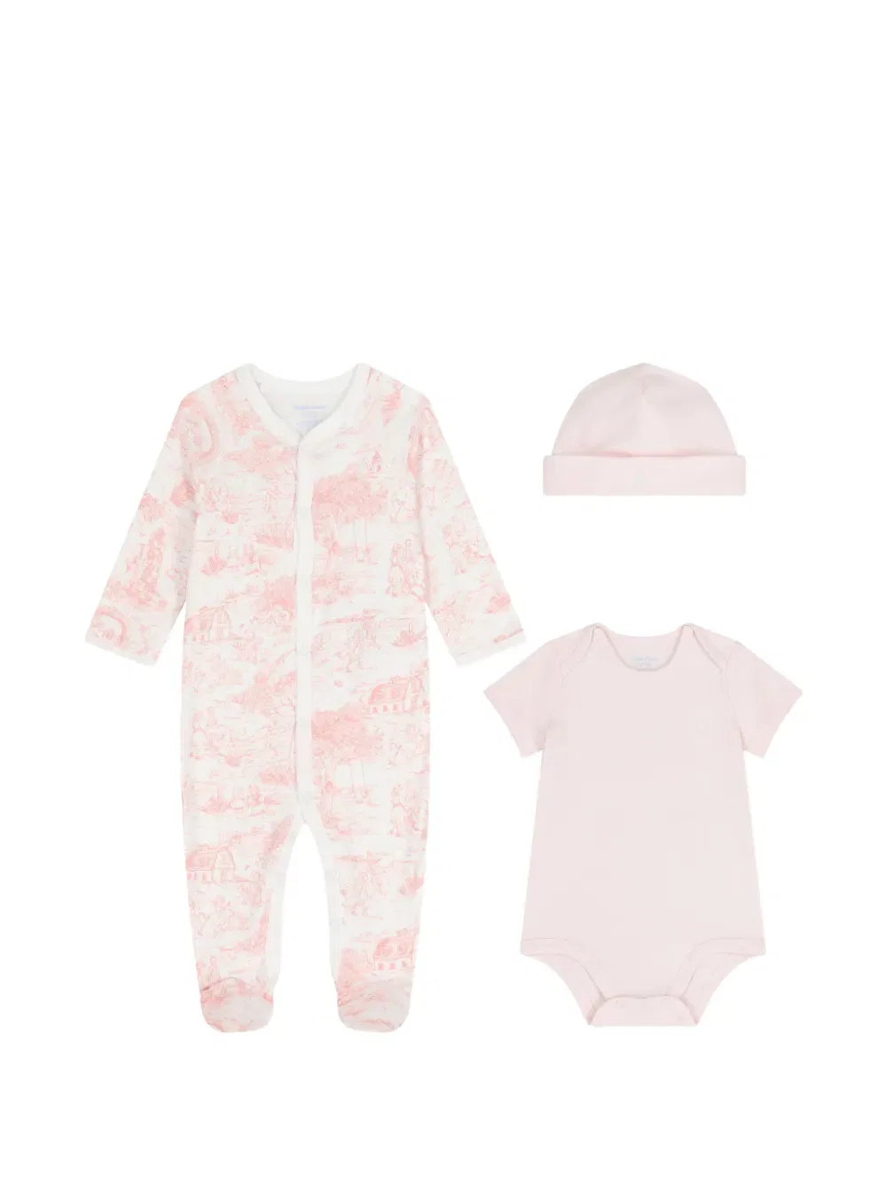 Комплект детского комбинезона с принтом Polo Ralph Lauren Kids, розовый
