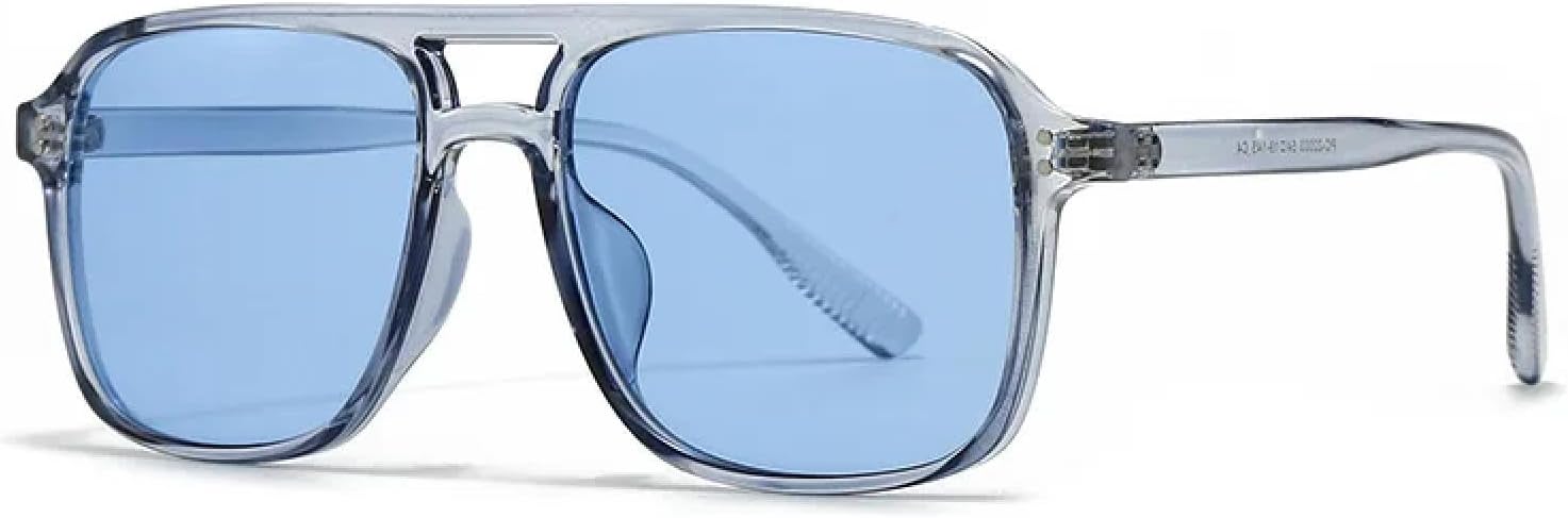 

Мужские солнцезащитные очки в стиле ретро с двойной перемычкой и заклепками, модные женские очки, черные и желтые, с защитой от УФ-излучения UV400 MWTSYSQ, C5 Blue Blue