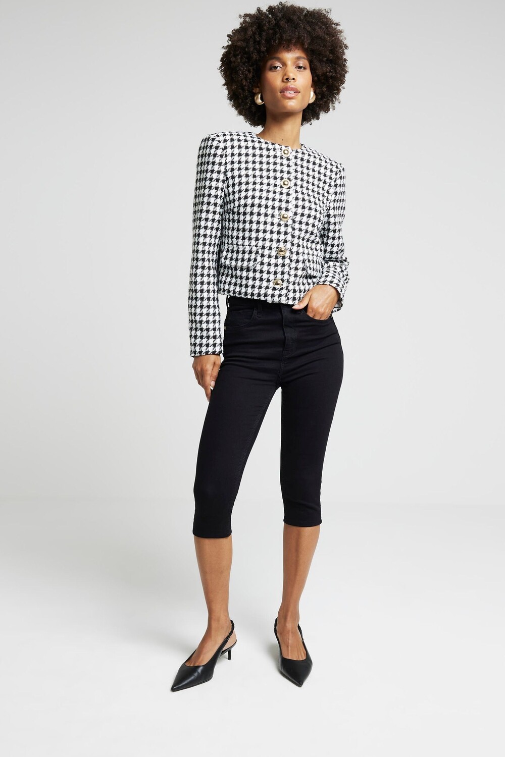 

Укороченная куртка из букле трофея River Island, черный