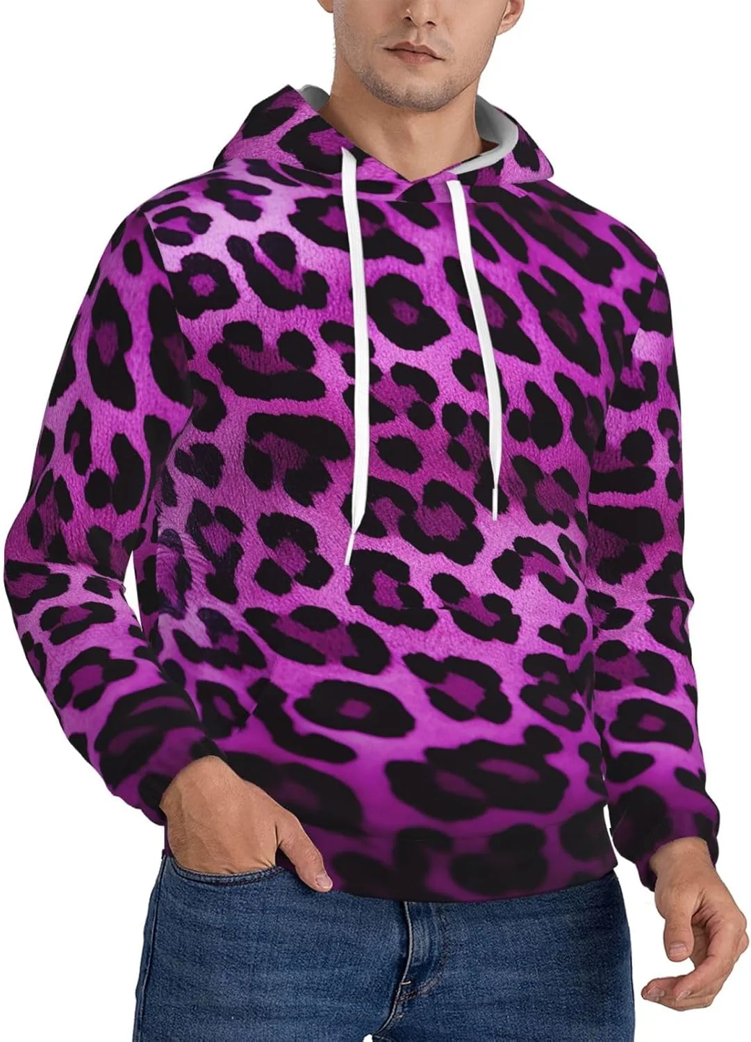 

Мужская толстовка с капюшоном Purple Leopard, мягкая, ветрозащитная SDTYKHJ