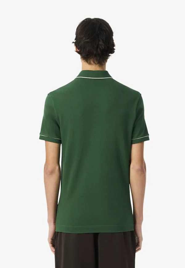 Контрастная рубашка-поло smart paris стрейч с рибетом Lacoste, Vert Sapin — фото 3