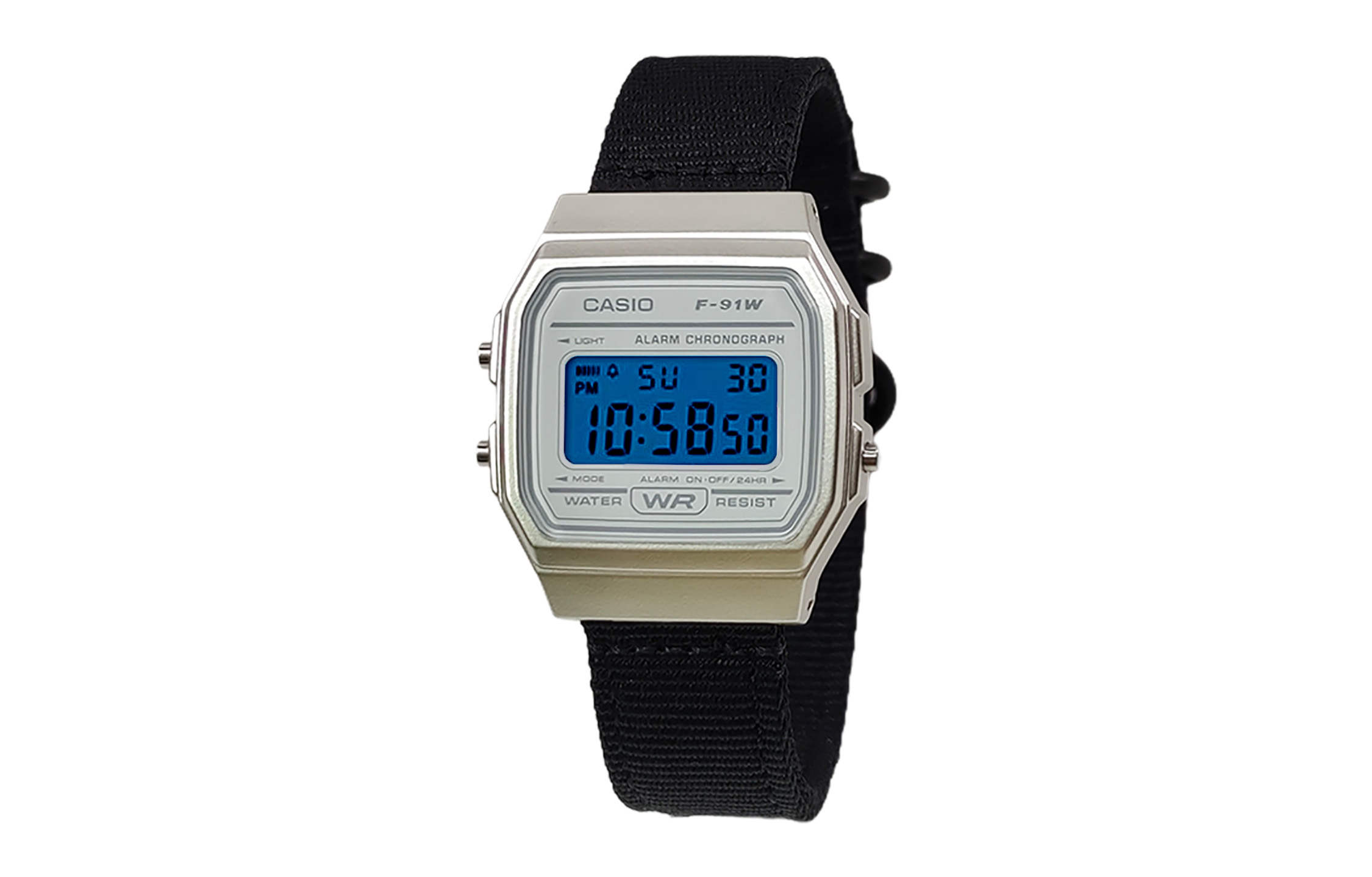 

CASIO Мужские часы Retrofit Series с кварцевым механизмом и нейлоновым ремешком, черный циферблат